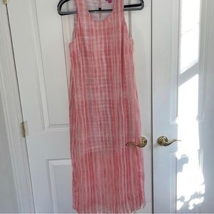 Vince Camuto sleeveless maxi dress in a light-as-air drift of coral-pink. EUC